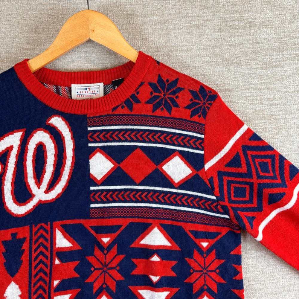 Washington Nationals Holiday Sweater Mens M Red MLB Baseball EUC Christmas Party